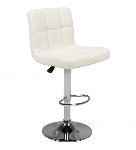 White adjustable quilted bar stool M06