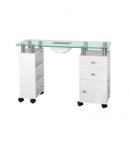 Glass desk with absorber 013B white