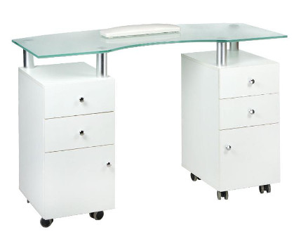 manicure table on wheels with glass top
